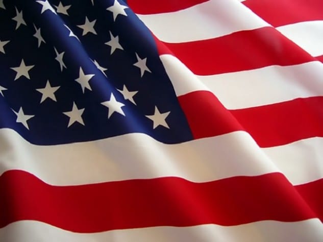 American flag waving in the breeze